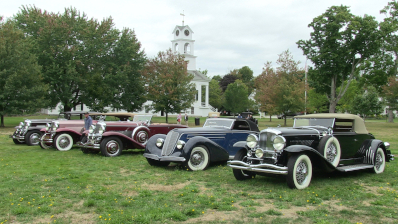 Cars parked on the lawn at the Bob Bahre collection in Paris, Maine
